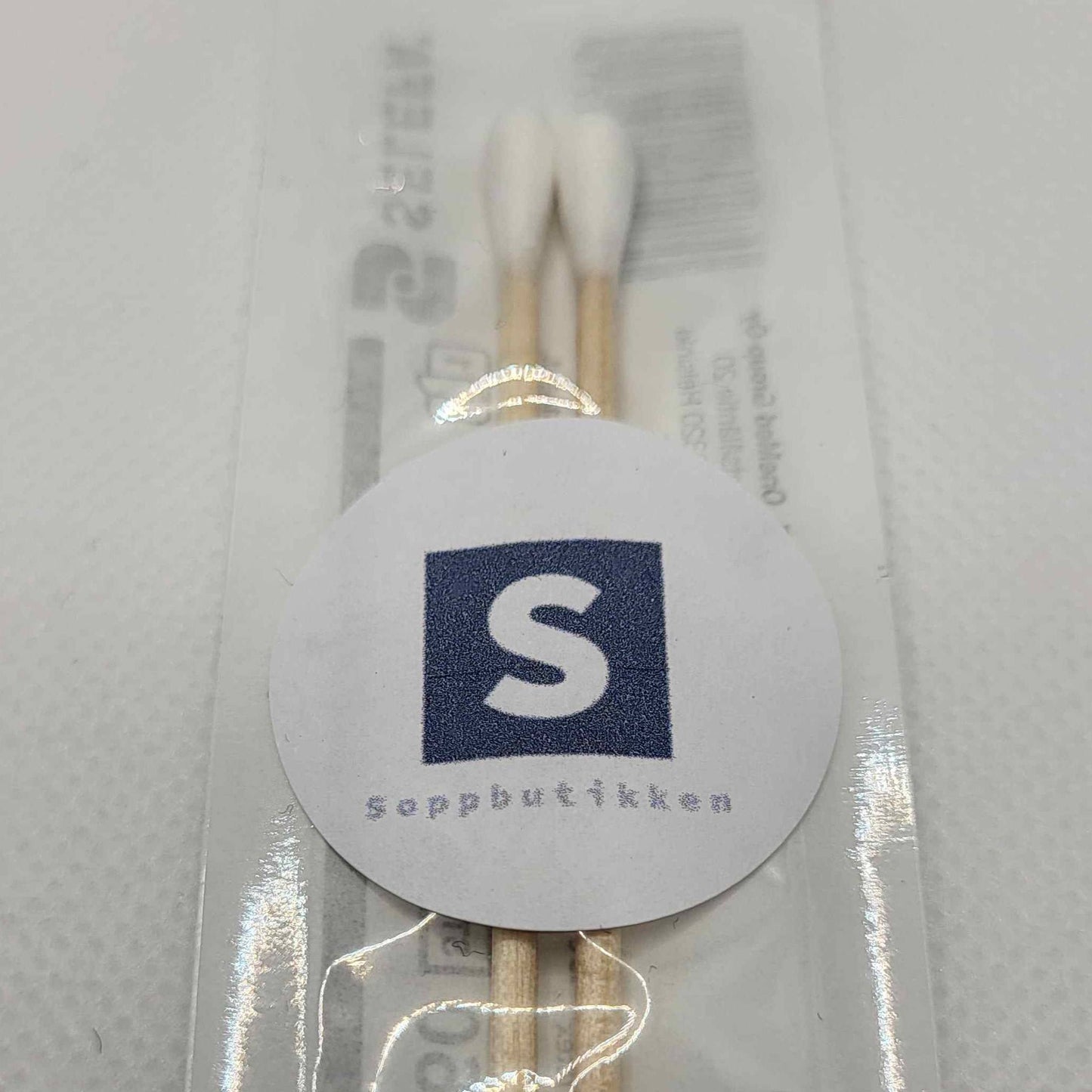 Sterile bomullspinner, enkelt tippet, 15 cm. 2 stk bomullspinner i hver pakke.